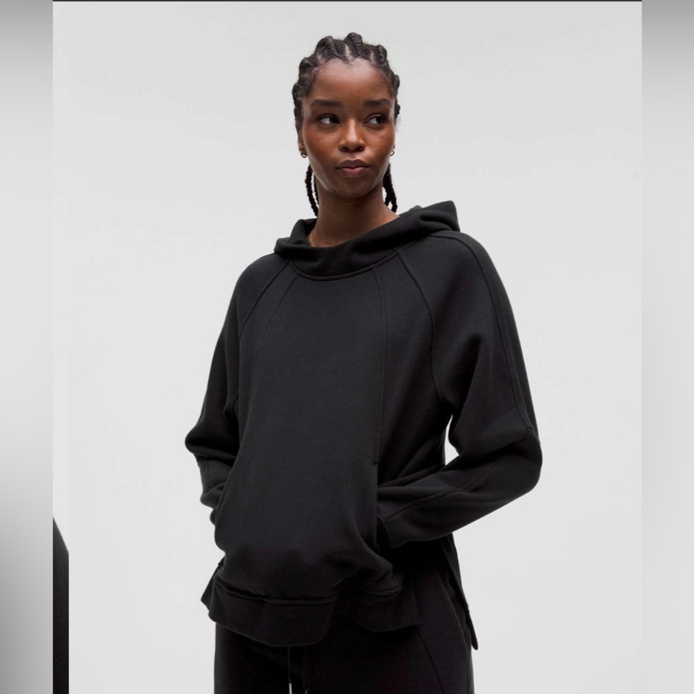 Black Lululemon Oversized Scuba Pullover Hoodie with side slits